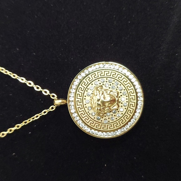 BUNDLE Gold Tone Medusa Necklace and Earring Set - Picture 6 of 6